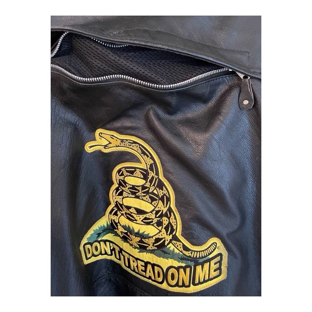 Vintage Big B’s Leather Motorcycle Jacket Gadsden Patch 2XL - Picture 4 of 10